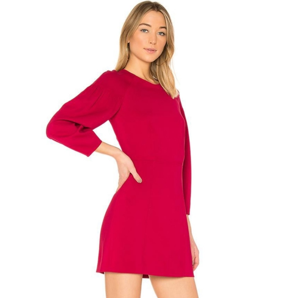 A.L.C Renton Puff Sleeve Dress in Magenta - Picture 2 of 9